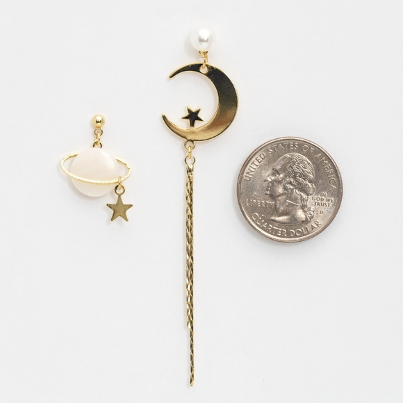 Golden Galaxy Earrings - only 1 left - Picture 3 of 3